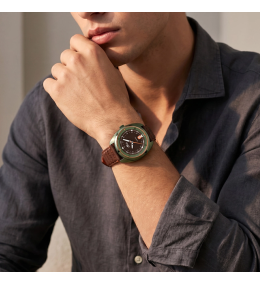 Montre Homme LOTUS Pulse Collection - 3 aiguilles date acier PVD vert et cuir 19098/2