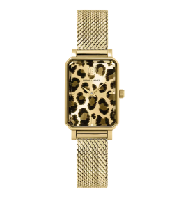 Montre Femme Pierre Lannier ARIANE, acier PVD jaune, cadran léopard 006L592
