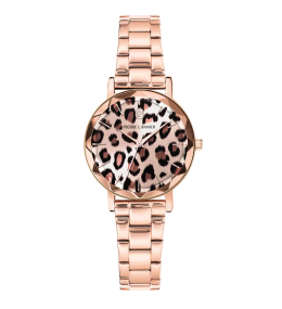 Montre Femme Pierre Lannier MULTIPLES, acier PVD rose, cadran léopard 013P998