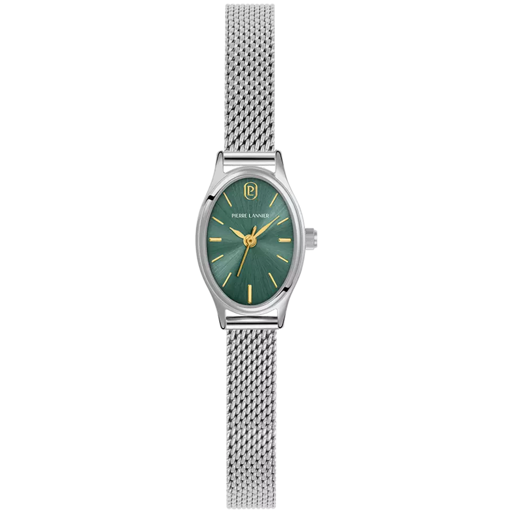 Montre Femme Pierre Lannier Ovalia, acier cadran vert 074M671