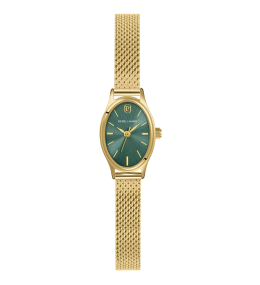 Montre Femme Pierre Lannier Ovalia, acier PVD jaune cadran vert 075K572