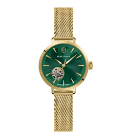 Montre Femme Pierre Lannier Soline, automatique en acier PVD jaune et cadran vert 139L572