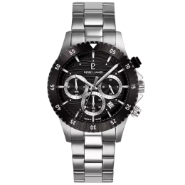 Montre Homme Pierre Lannier DECIMA, chronographe en acier et cadran noir 211K131