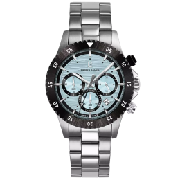 Montre Homme Pierre Lannier DECIMA, chronographe en acier et cadran bleu 211K191