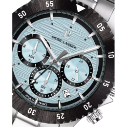 Montre Homme Pierre Lannier Décima - Chronographe Acier, Cadran Bleu Ciel 211K191