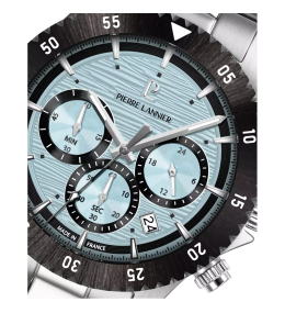 Montre Homme Pierre Lannier Décima - Chronographe Acier, Cadran Bleu Ciel 211K191