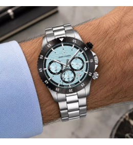 Montre Homme Pierre Lannier Décima - Chronographe Acier, Cadran Bleu Ciel 211K191