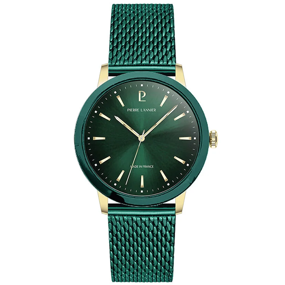 Montre Homme Pierre Lannier INTERVAL en acier PVD vert avec cadran vert 256G279