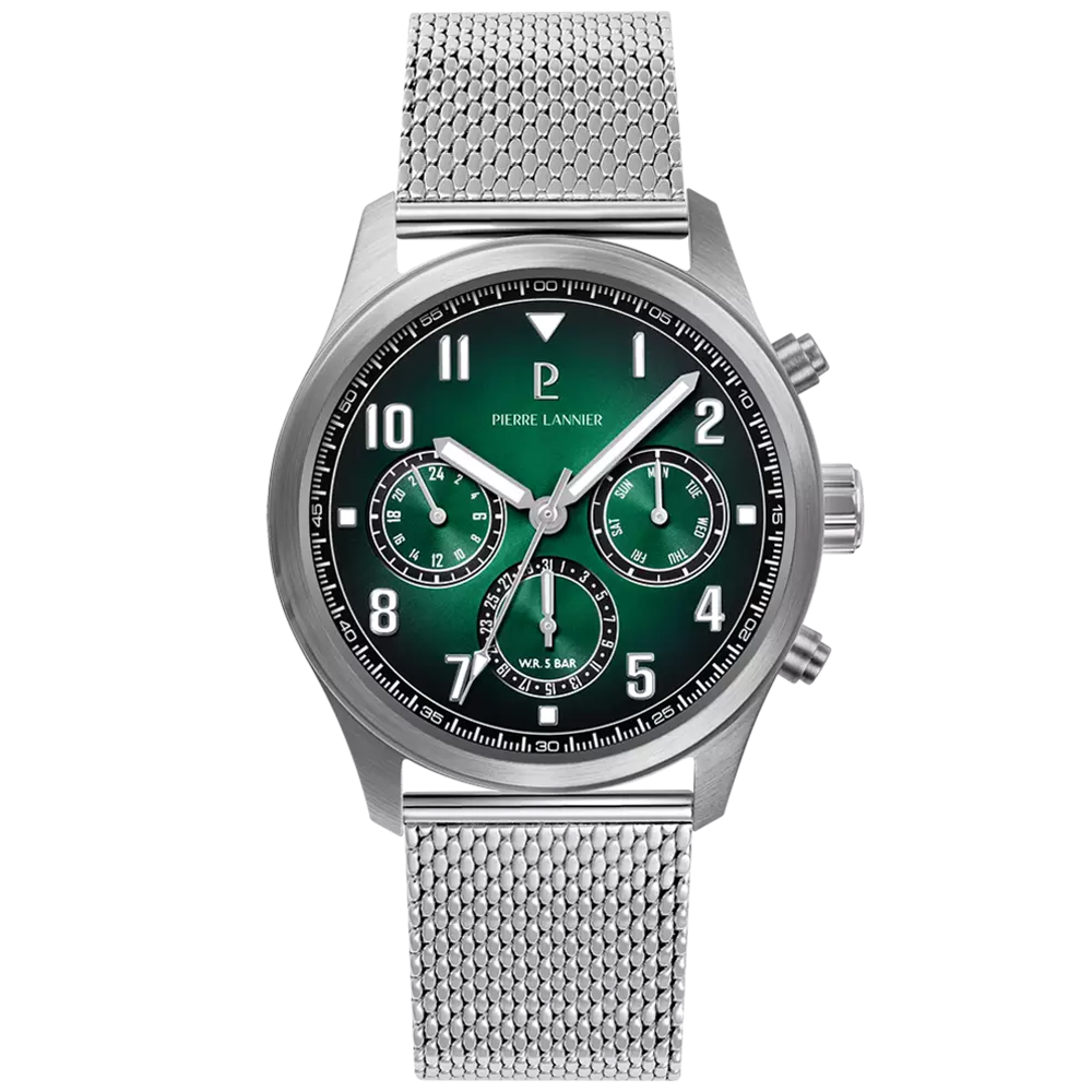 Montre Homme Pierre Lannier AVIATEUR  en acier avec cadran vert 257H171