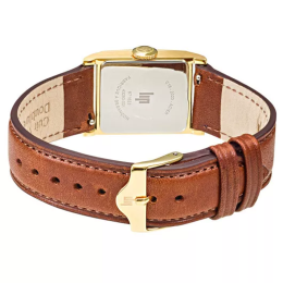 Montre Femme Lip Churchill C18. Quartz, Acier PVD Jaune et Cuir Marron 671623