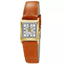 Montre Femme Lip Churchill C18, 21 X 21 mm, quartz, acier PVD jaune et cuir 671623