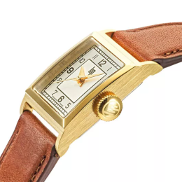 Montre Femme Lip Churchill C18. Quartz, Acier PVD Jaune et Cuir Marron 671623
