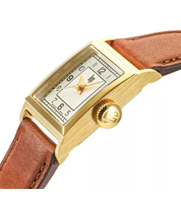 Montre Femme Lip Churchill C18. Quartz, Acier PVD Jaune et Cuir Marron 671623