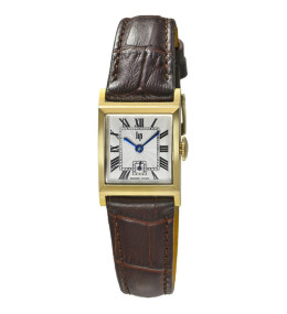 Montre Femme Lip Churchill C18, 21 X 21 mm, quartz, acier PVD jaune et cuir 671625