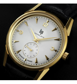 Montre Mixte LIP Himalaya 35 mm. Acier doré & cuir noir