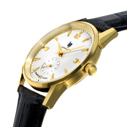 Montre Mixte LIP Himalaya 35 mm. Acier doré & cuir noir