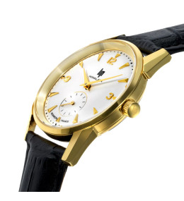 Montre Mixte LIP Himalaya 35 mm. Acier doré & cuir noir