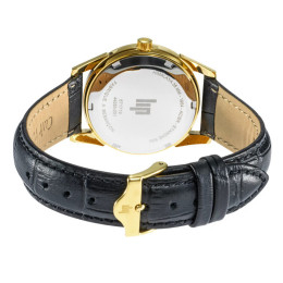 Montre Mixte LIP Himalaya 35 mm. Acier doré & cuir noir