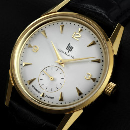 Montre Mixte LIP Himalaya 35 mm. Acier doré & cuir noir