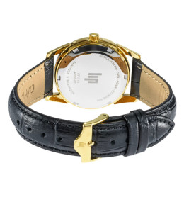 Montre Mixte LIP Himalaya 35 mm. Acier doré & cuir noir