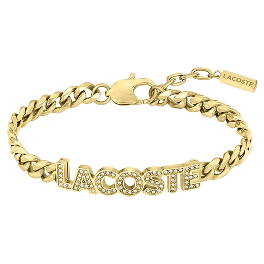 Bracelet femme Lacoste, Script, acier PVD jaune, 2040063