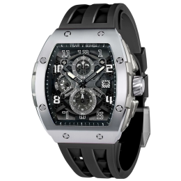 Montre homme Tsar Bomba Elemental collection calendrier, acier et silicone noir TB8211Q01