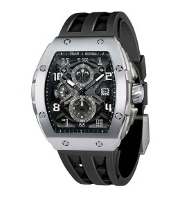 Montre homme Tsar Bomba Elemental collection calendrier, acier et silicone noir TB8211Q01