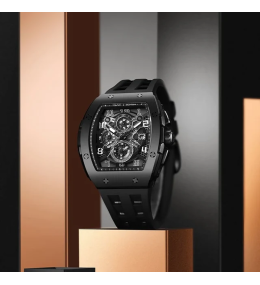 Montre Homme Tsar Bomba Elemental - Quartz, Acier PVD Noir et Silicone TB8211Q04