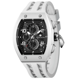Montre homme Tsar Bomba Elemental collection calendrier, biocéramique et silicone blanc TB8224B01