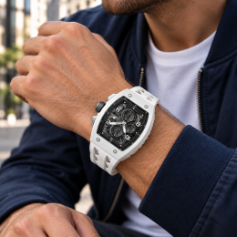 Montre Homme Tsar Bomba Elemental. Quartz, Biocéramique et Silicone Blanc TB8224B01