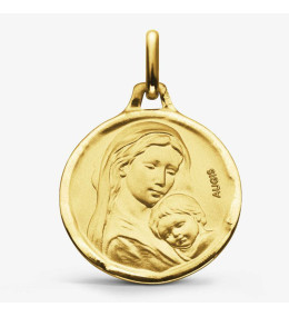 Médaille Vierge à l'enfant or jaune 375/1000 Augis, forme ronde 16 mm J11521X000