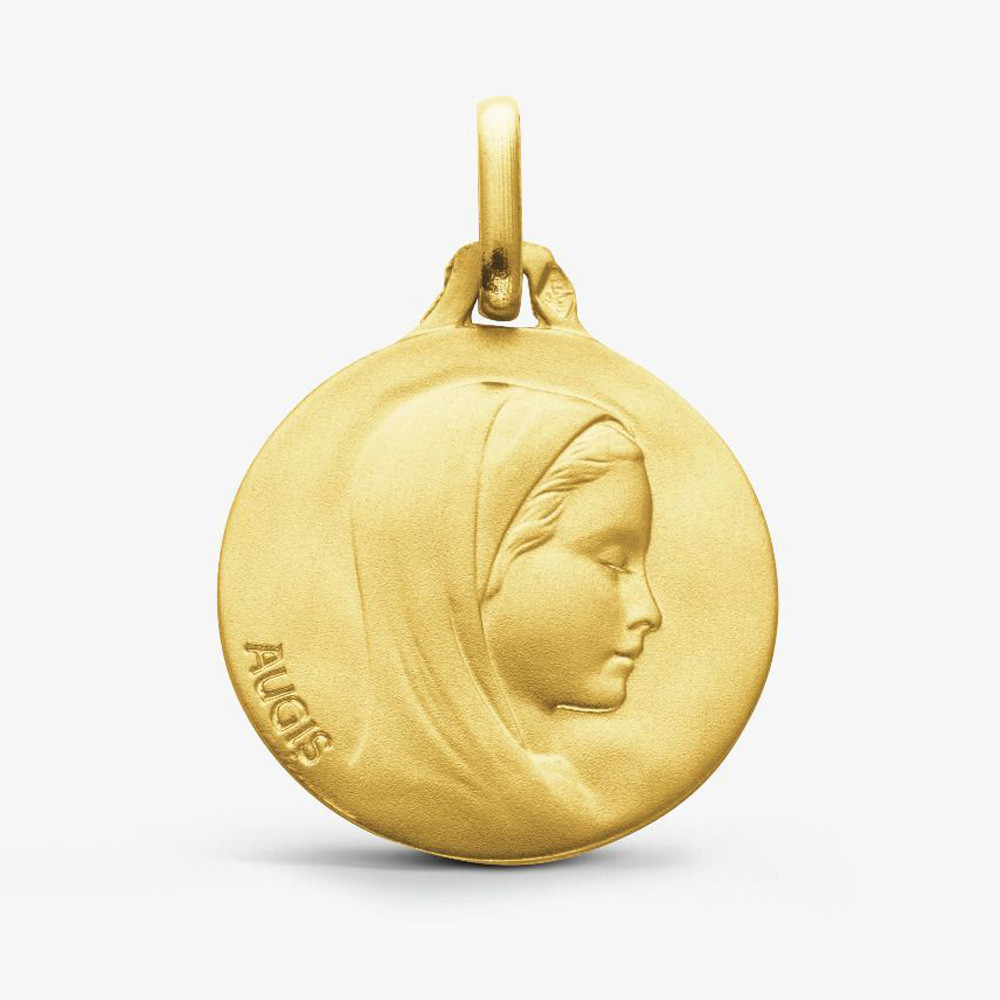 Médaille Vierge de profil or jaune 375/1000 Augis, forme ronde 16 mm J11523X000