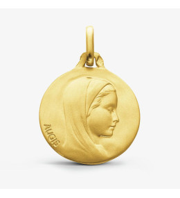 Médaille Vierge de profil or jaune 375/1000 Augis, forme ronde 16 mm J11523X000