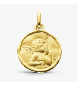 Médaille Ange Raphaël divin or jaune 375/1000 Augis, forme ronde 16 mm J11525X000