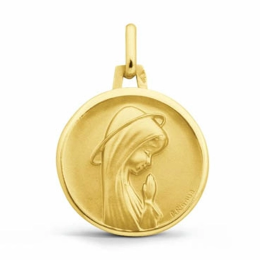Médaille Vierge priante or jaune 375/1000 Augis, forme ronde 16 mm J5106X0000