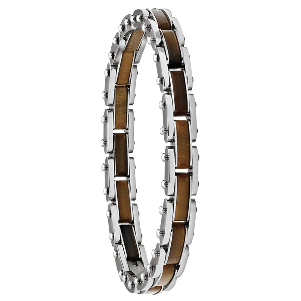 Bracelet Jourdan Bijoux Lyre en Acier et oeil de tigre JH100038B