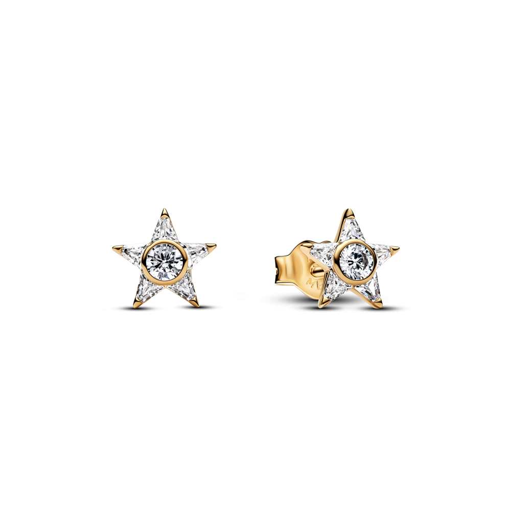 Boucles d'oreilles Pandora étoiles scintillantes en métal doré or jaune 585/1000 265089C01