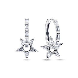 Boucles d'oreilles créoles Pandora ajourées étoiles scintillantes en argent 925/1000 295083C01