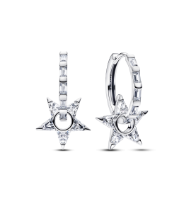 Boucles d'oreilles créoles Pandora ajourées étoiles scintillantes en argent 925/1000 295083C01