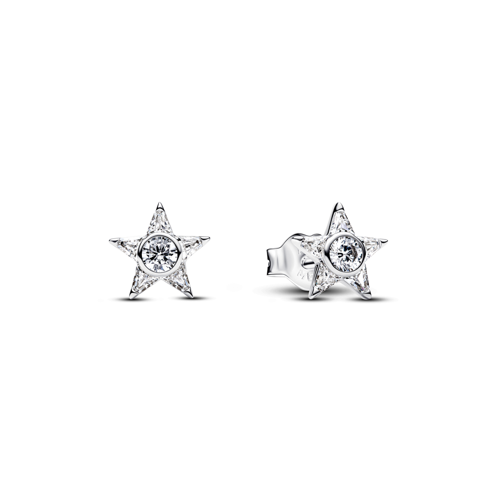 Boucles d'oreilles créoles Pandora étoiles scintillantes en argent 925/1000 295089C01