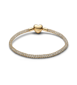 Bracelet Pandora Mailles Tressées Fermoir Cœur. Or Jaune 585/1000 564971C01