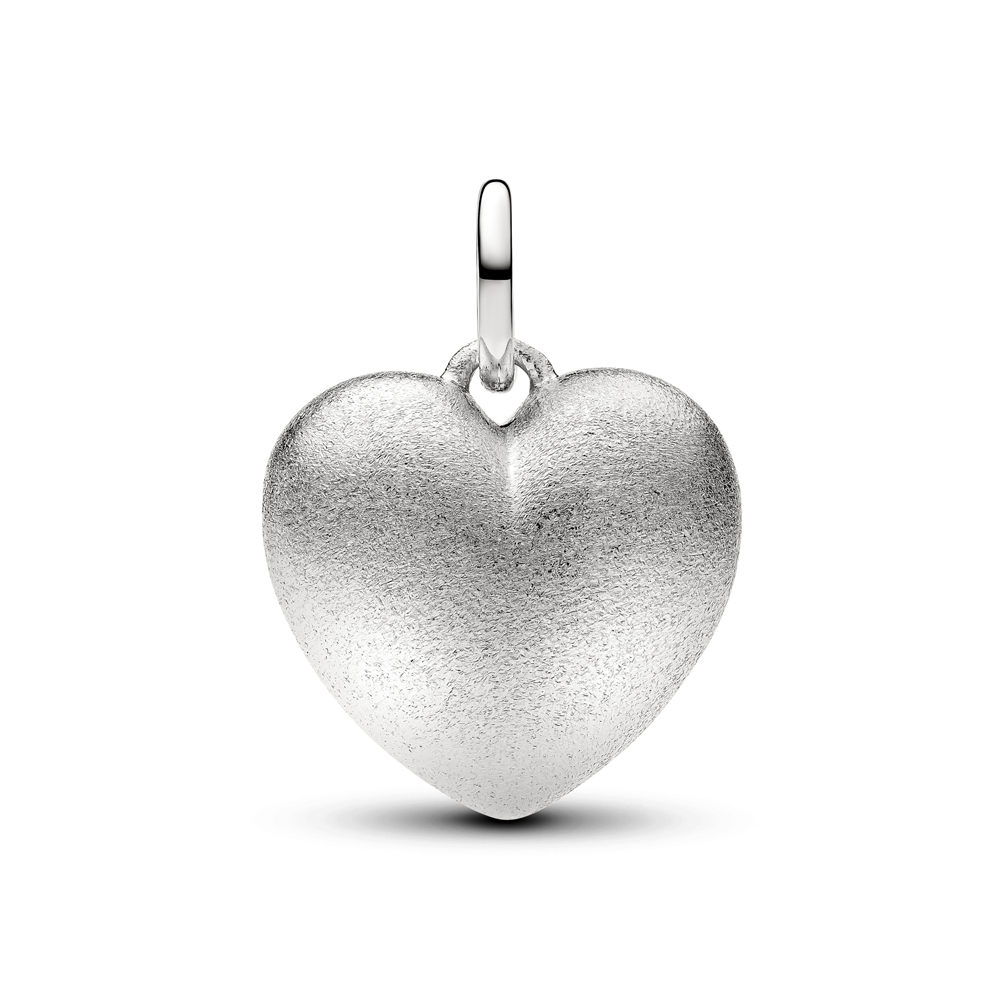 Charm pendentif Pandora coeur bombé mat en métal plaqué platine 734908C00