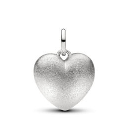 Charm pendentif Pandora coeur bombé mat en métal plaqué platine 734908C00