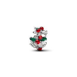 Charm Pandora houx de Noël en métal plaqué platine 734974C01