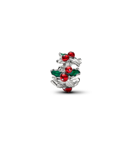 Charm Pandora houx de Noël en métal plaqué platine 734974C01