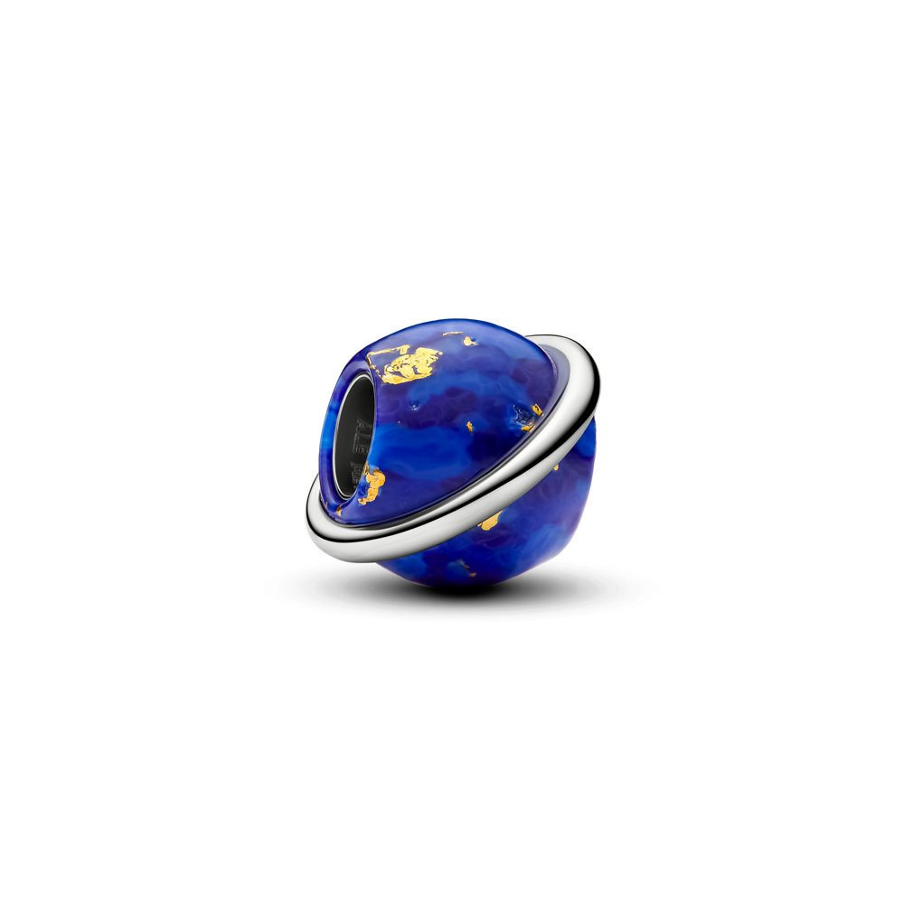 Charm Pandora planète bleue céleste en métal plaqué platine 735038C01