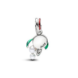 Charm pendentif Pandora gui de Noël en métal plaqué platine 735066C01