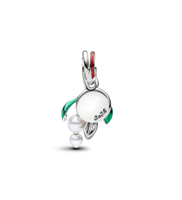 Charm pendentif Pandora gui de Noël en métal plaqué platine 735066C01