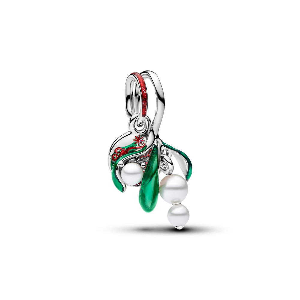 Charm pendentif Pandora gui de Noël en métal plaqué platine 735066C01