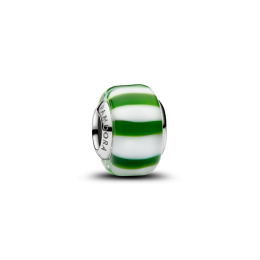 Charm pendentif Pandora Murano vert et blanc en métal plaqué platine 735071C02